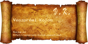 Veszprémi Kolos névjegykártya